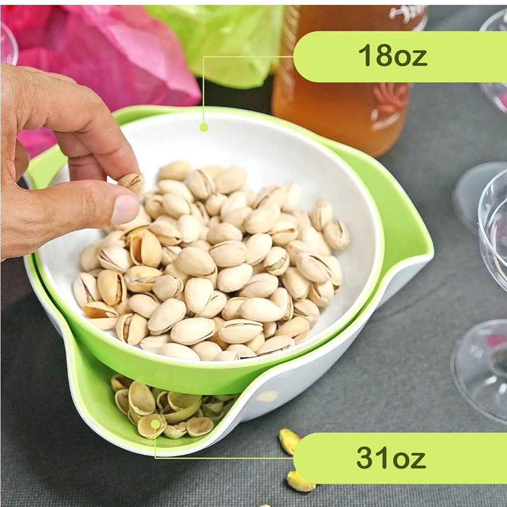 Joseph Joseph Double Dish Pistachio Bowl Snack Serving Home Bowls - Picture 8 of 11